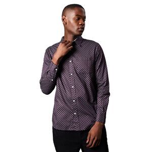 Maine Mens Geometric Pattern Foulard Long-Sleeved Shirt / Purple